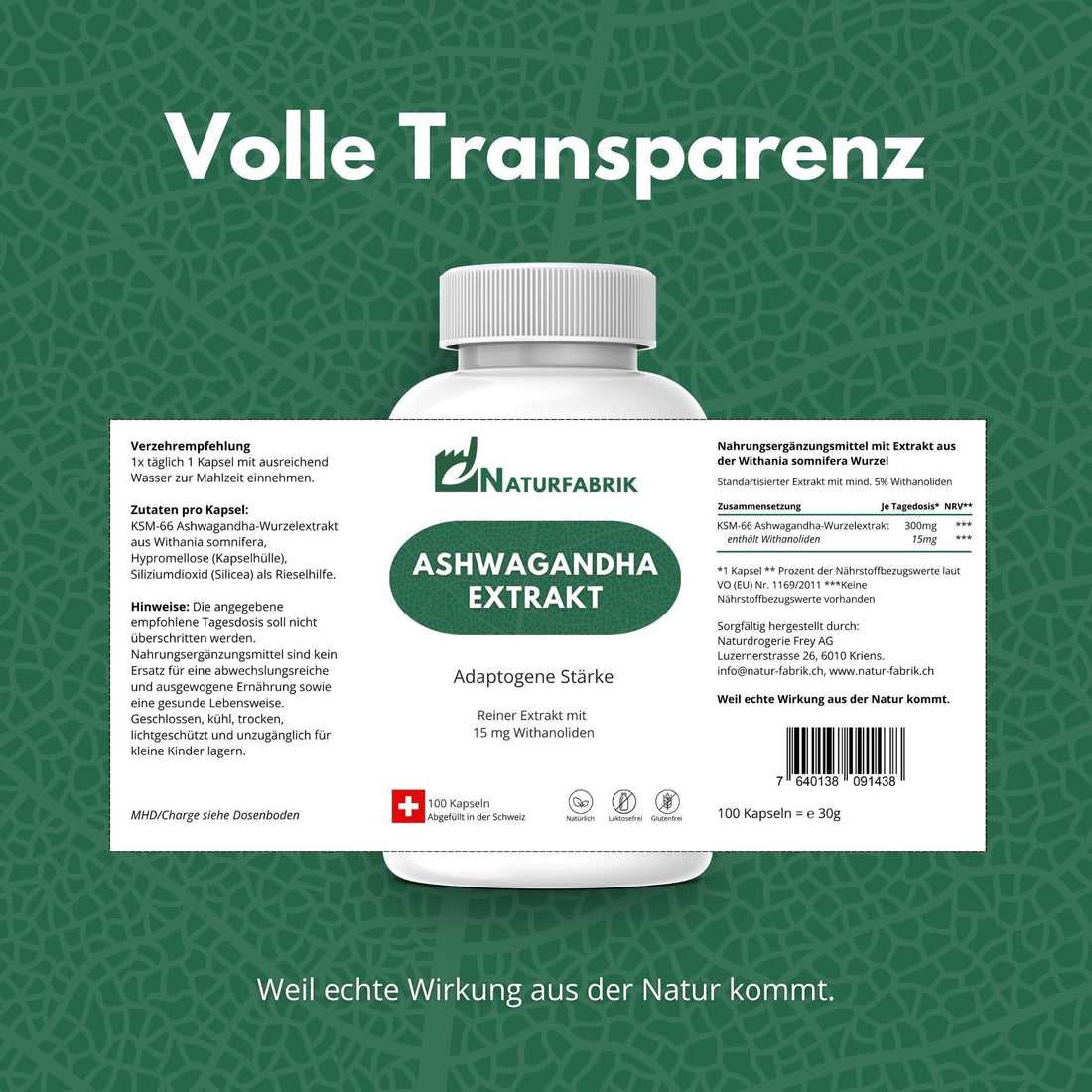 DrogerieMarkt24 - DrogerieMarkt24 NATURFABRIK Ashwagandha Extrakt Kapseln 100 Stk - DrogerieMarkt24