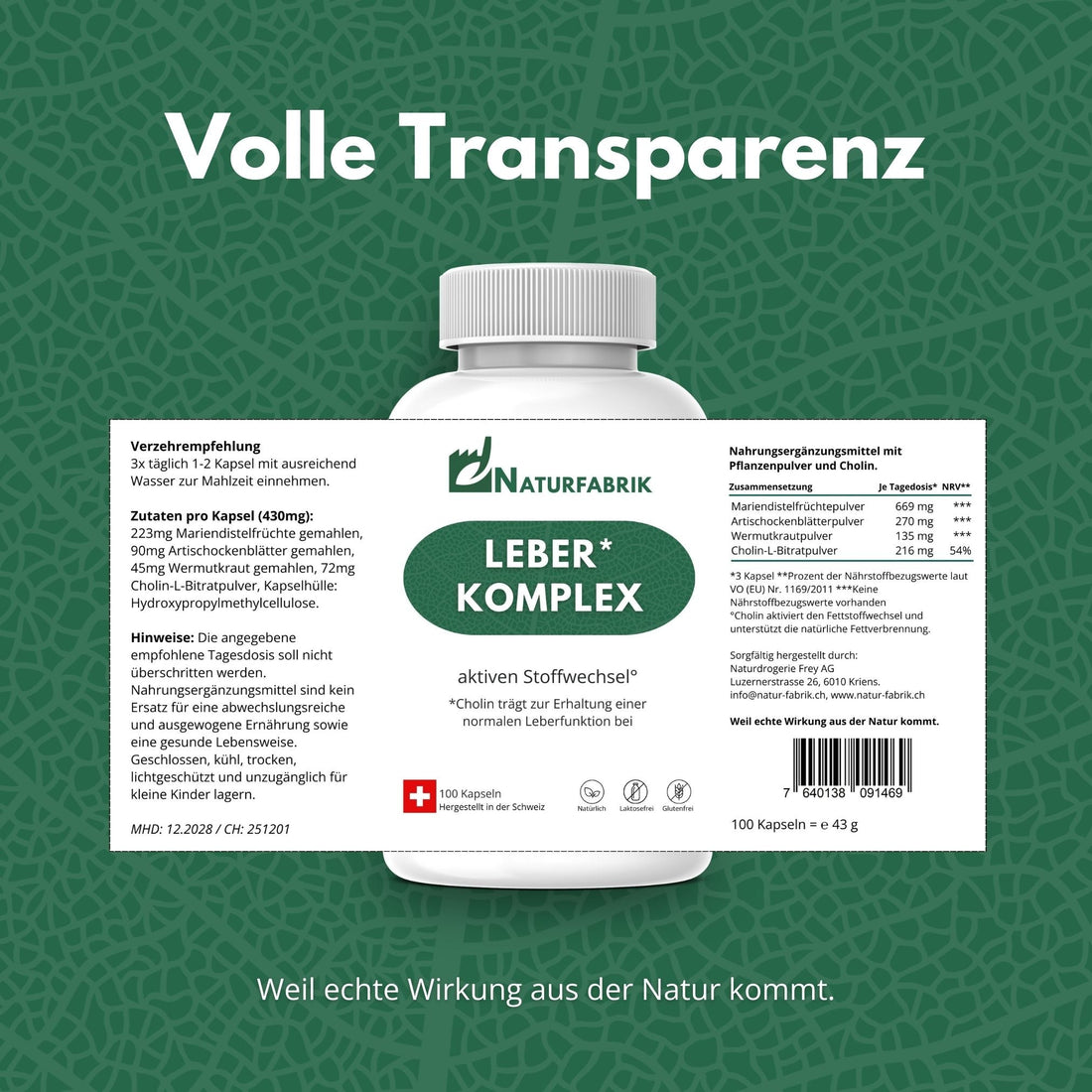 DrogerieMarkt24 - DrogerieMarkt24 NATURFABRIK Leber-Komplex Kapseln 100 Stk - DrogerieMarkt24