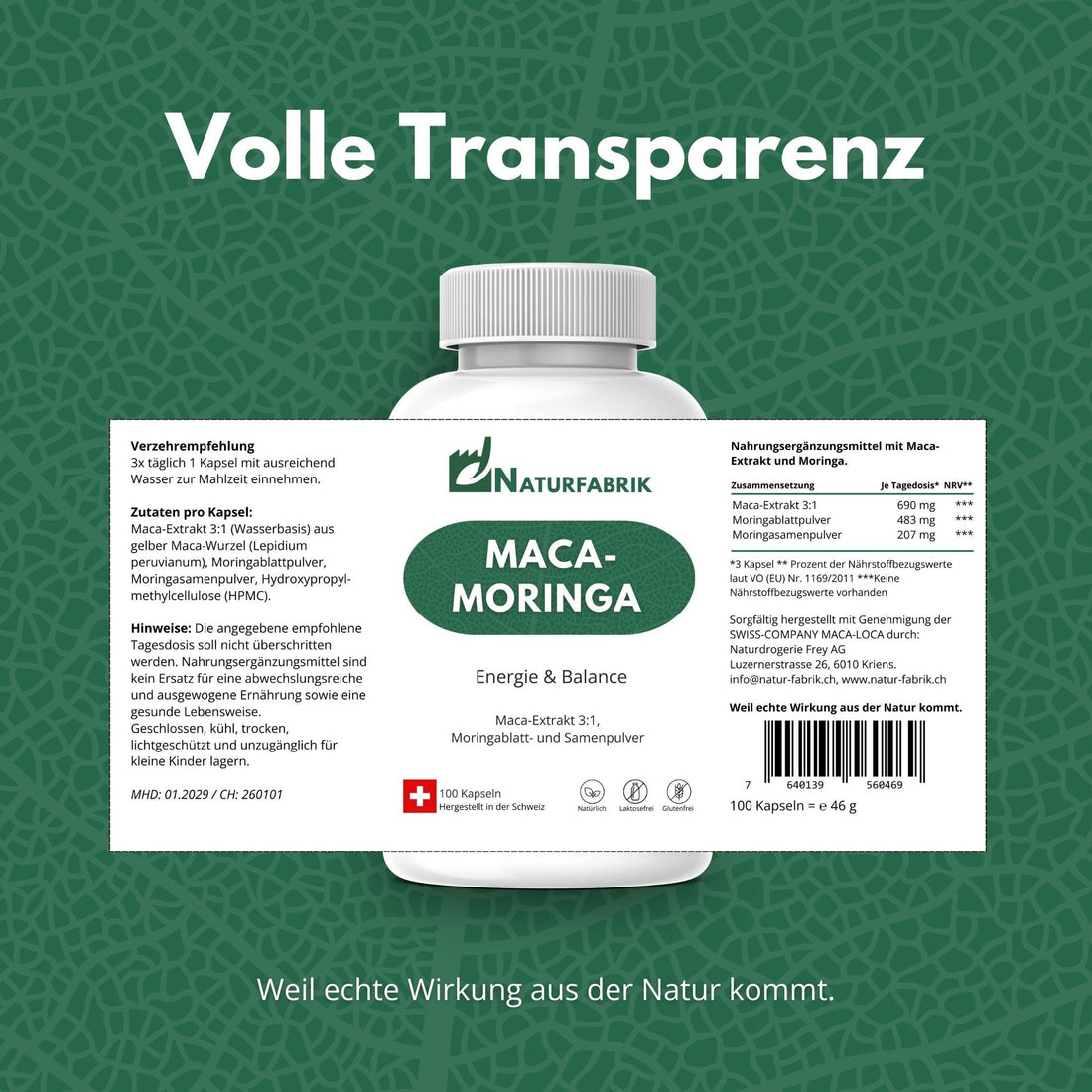 DrogerieMarkt24 - DrogerieMarkt24 NATURFABRIK Maca-Moringa Kapseln 100 Stk - DrogerieMarkt24