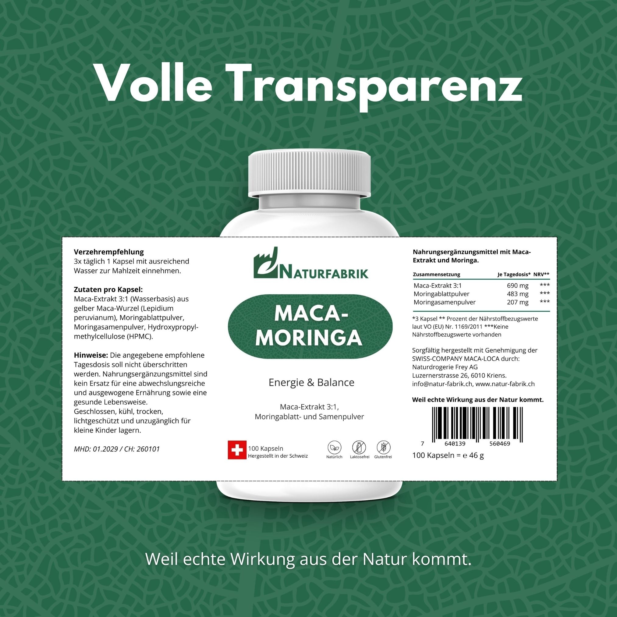 DrogerieMarkt24 - DrogerieMarkt24 NATURFABRIK Maca-Moringa Kapseln 100 Stk - DrogerieMarkt24