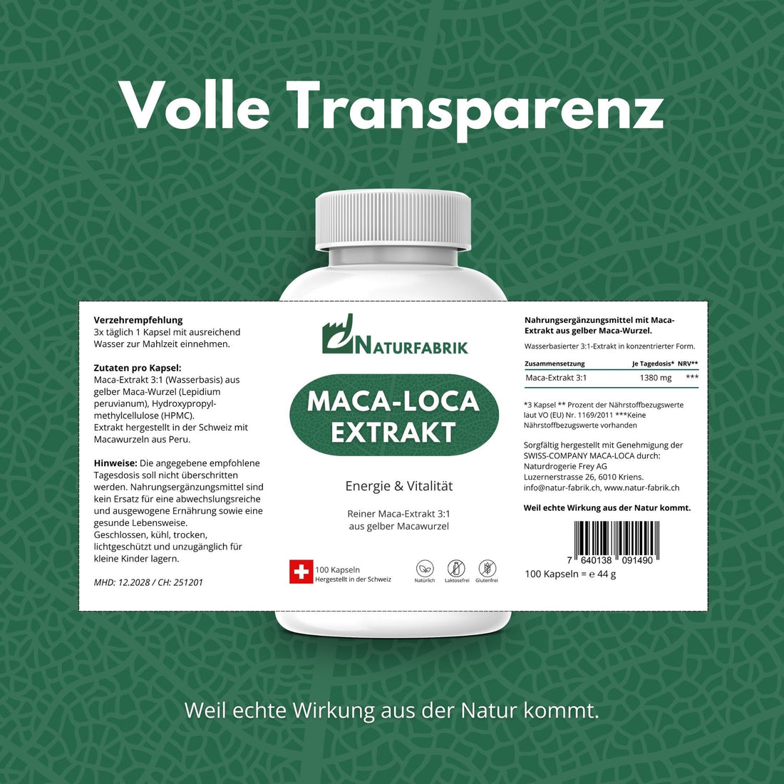 DrogerieMarkt24 - DrogerieMarkt24 NATURFABRIK Maca-Loca Extrakt Kapseln 100 Stk - DrogerieMarkt24