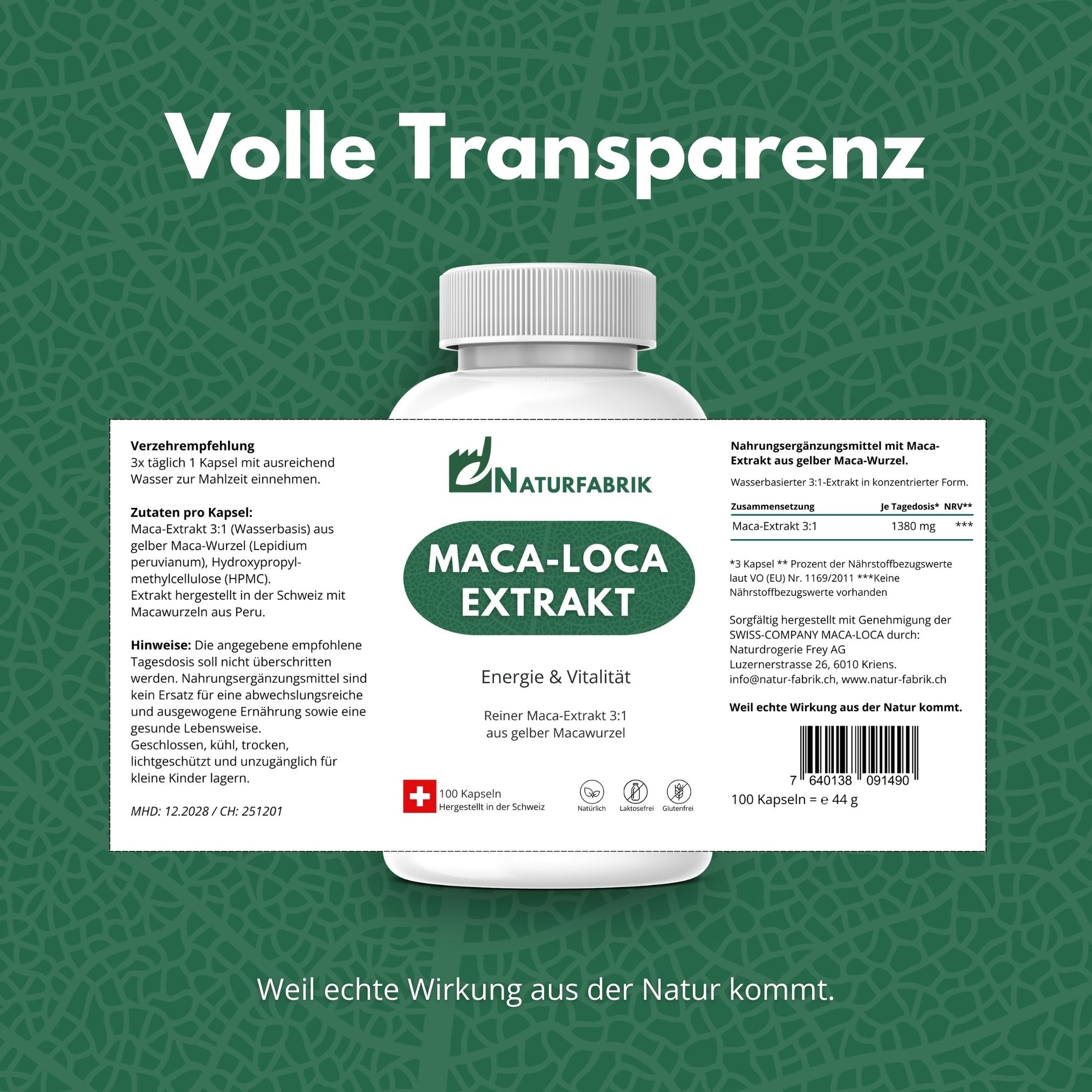DrogerieMarkt24 - DrogerieMarkt24 NATURFABRIK Maca-Loca Extrakt Kapseln 100 Stk - DrogerieMarkt24