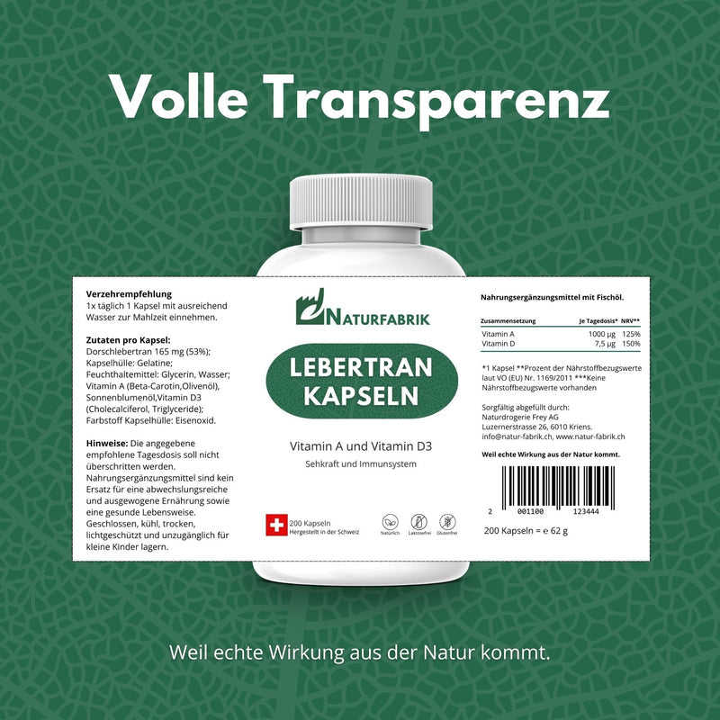 NATURFABRIK Lebertran Kapseln 600 Stück (Trio)