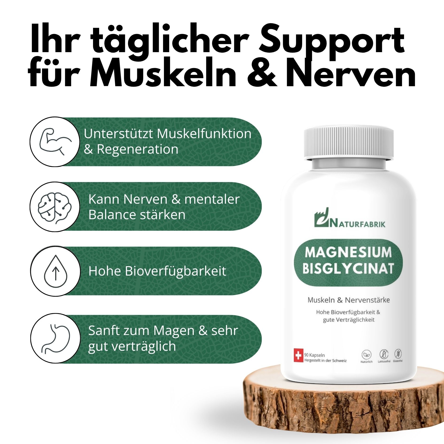DrogerieMarkt24 - DrogerieMarkt24 NATURFABRIK Magnesium Bisglycinat Kapseln 90 Stück - DrogerieMarkt24