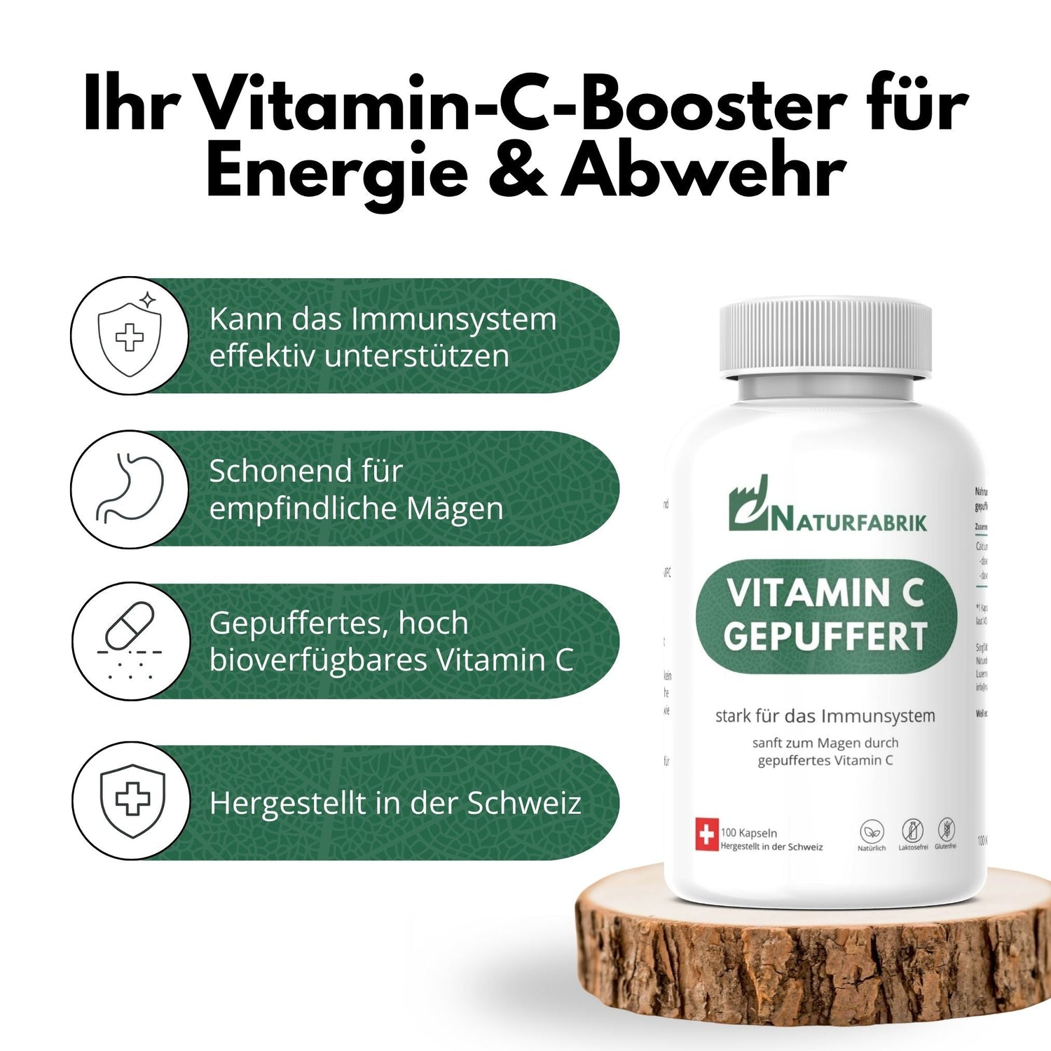 DrogerieMarkt24 - DrogerieMarkt24 NATURFABRIK Vitamin C Gepuffert Kapseln 100 Stk - DrogerieMarkt24