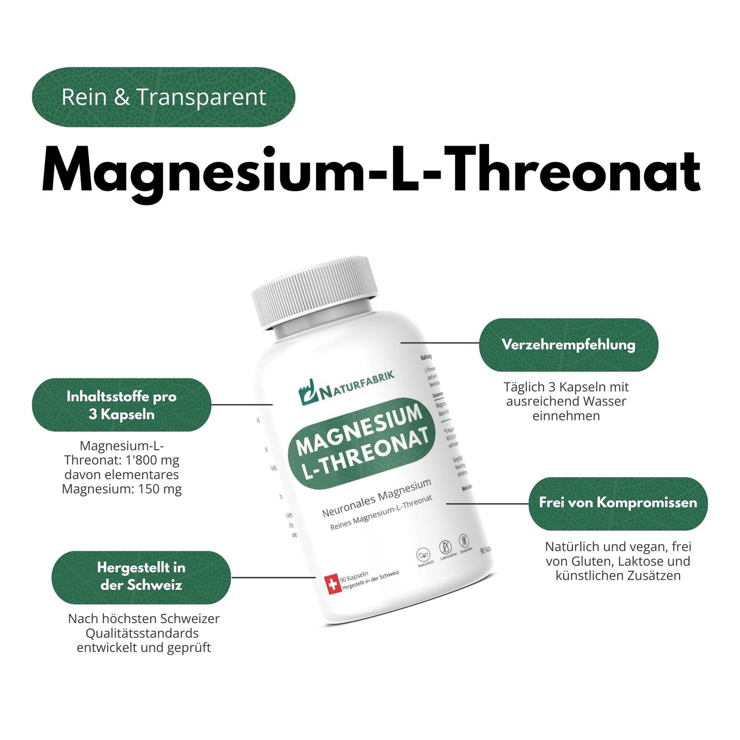 DrogerieMarkt24 - DrogerieMarkt24 NATURFABRIK Magnesium-L-Threonat Kapseln 90 Stück - DrogerieMarkt24