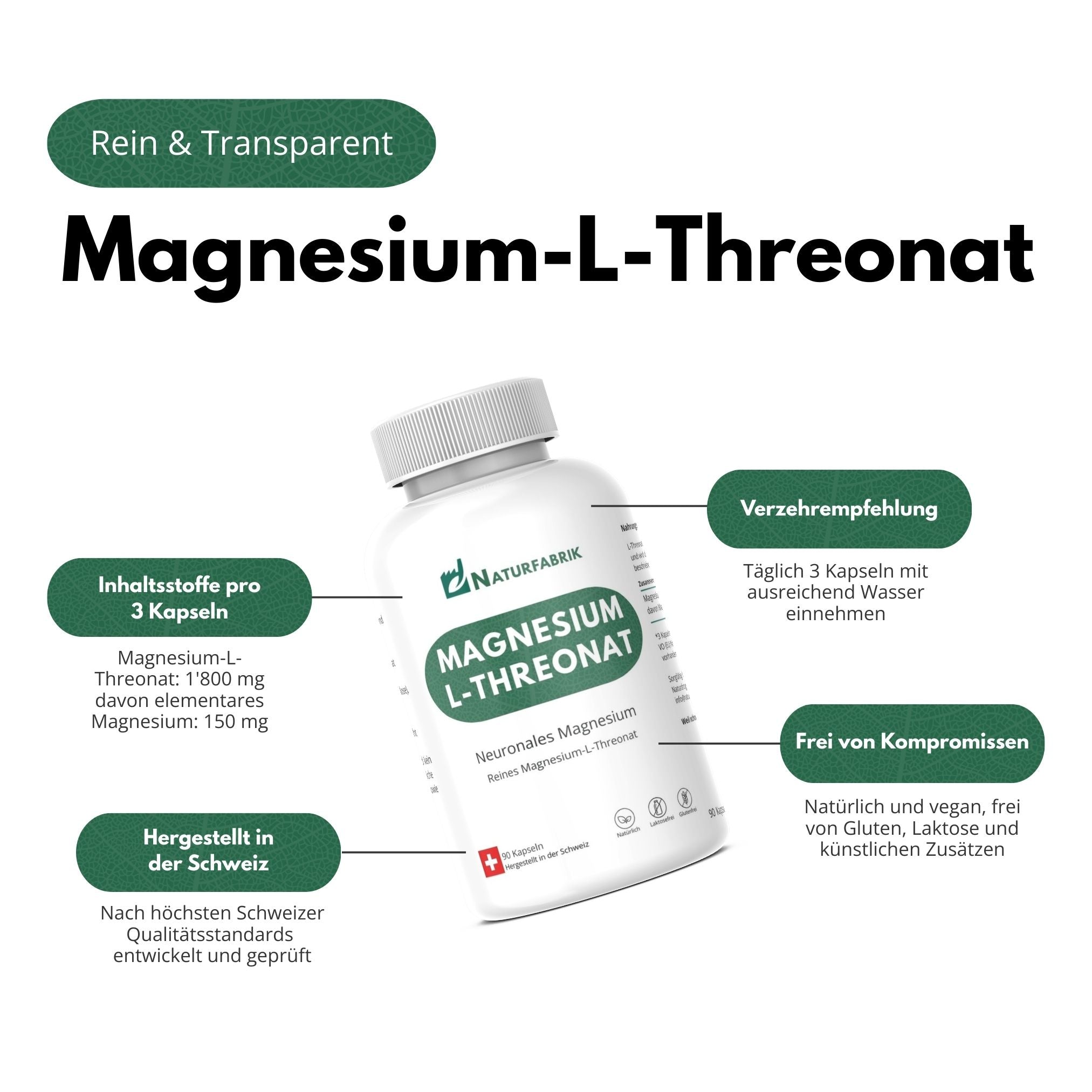 DrogerieMarkt24 - DrogerieMarkt24 NATURFABRIK Magnesium-L-Threonat Kapseln 90 Stück - DrogerieMarkt24