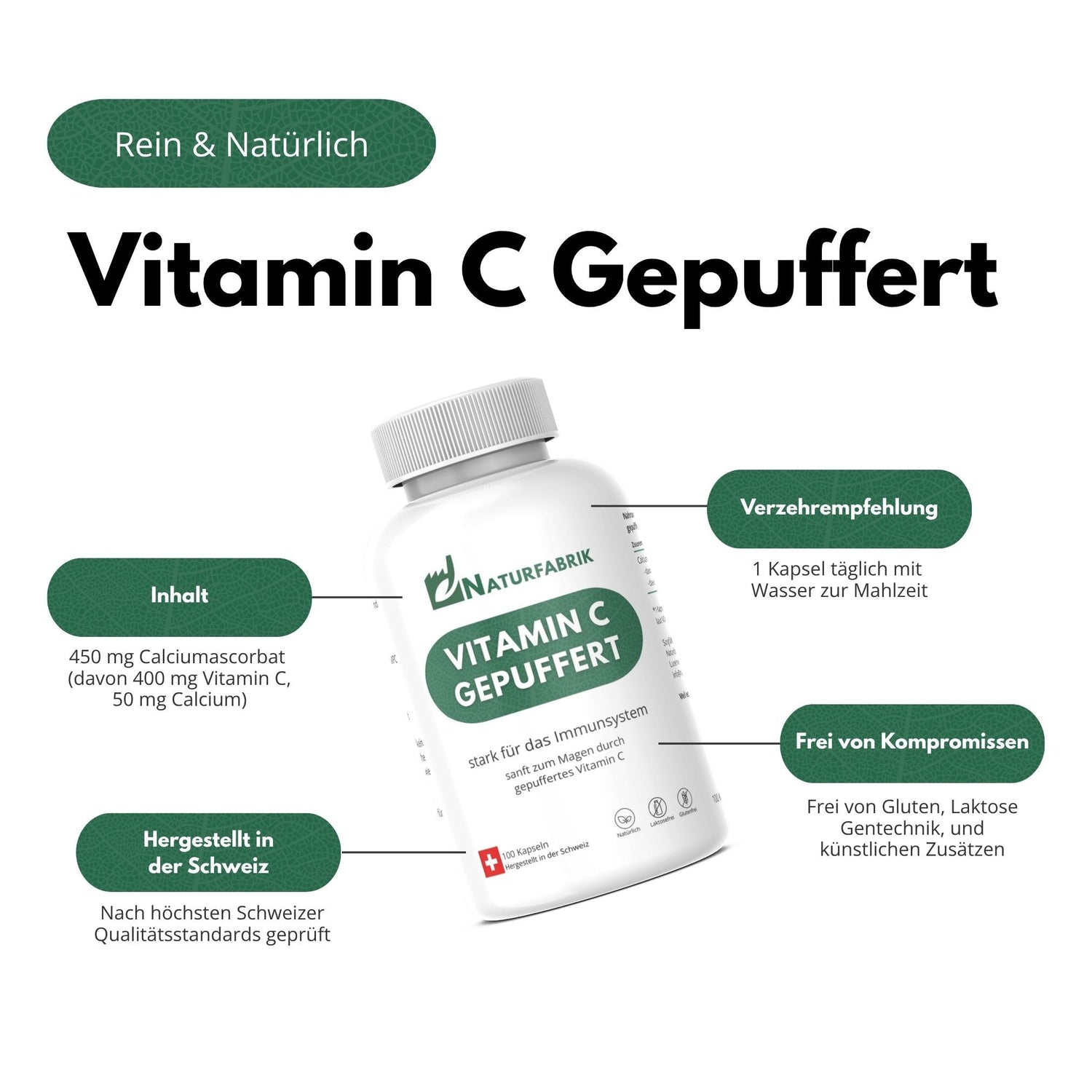 DrogerieMarkt24 - DrogerieMarkt24 NATURFABRIK Vitamin C Gepuffert Kapseln 100 Stk - DrogerieMarkt24