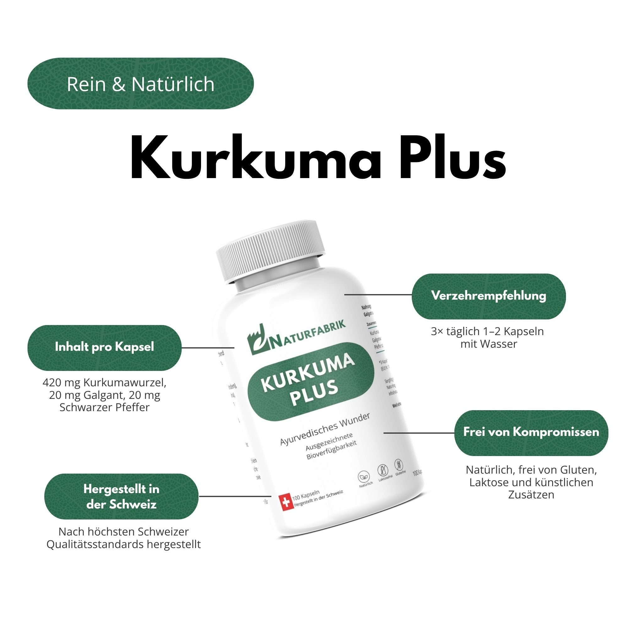 DrogerieMarkt24 - DrogerieMarkt24 NATURFABRIK Kurkuma Plus Kapseln 100 Stk - DrogerieMarkt24