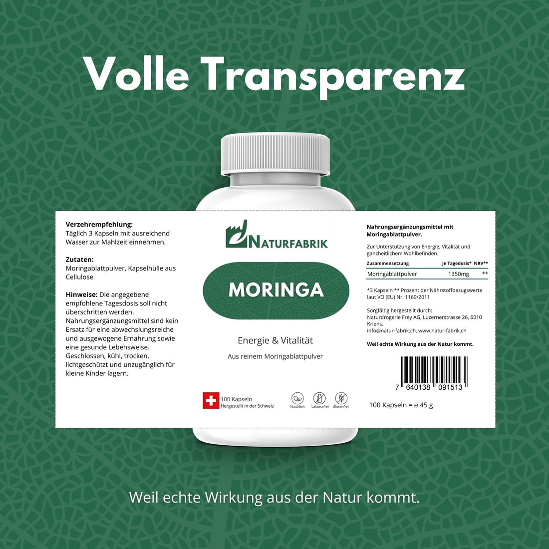 DrogerieMarkt24 - DrogerieMarkt24 NATURFABRIK Moringa Kapseln 100 Stk - DrogerieMarkt24
