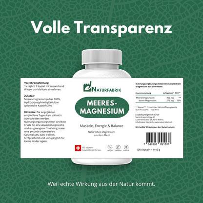 DrogerieMarkt24 - DrogerieMarkt24 NATURFABRIK Meeresmagnesium Kapseln 100 Stk - DrogerieMarkt24