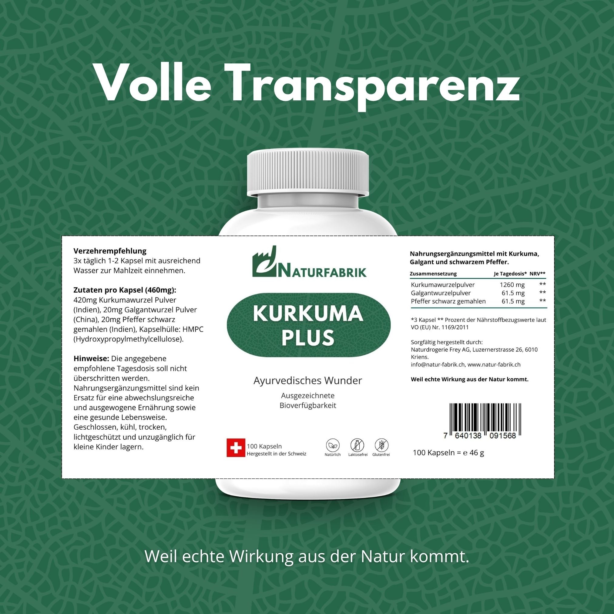 DrogerieMarkt24 - DrogerieMarkt24 NATURFABRIK Kurkuma Plus Kapseln 100 Stk - DrogerieMarkt24