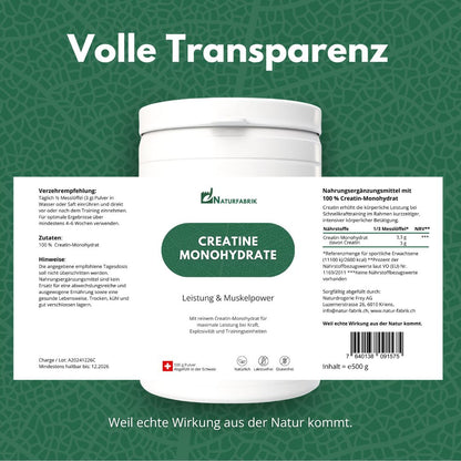 DrogerieMarkt24 - DrogerieMarkt24 NATURFABRIK Creatine Monohydrate 500 g - DrogerieMarkt24