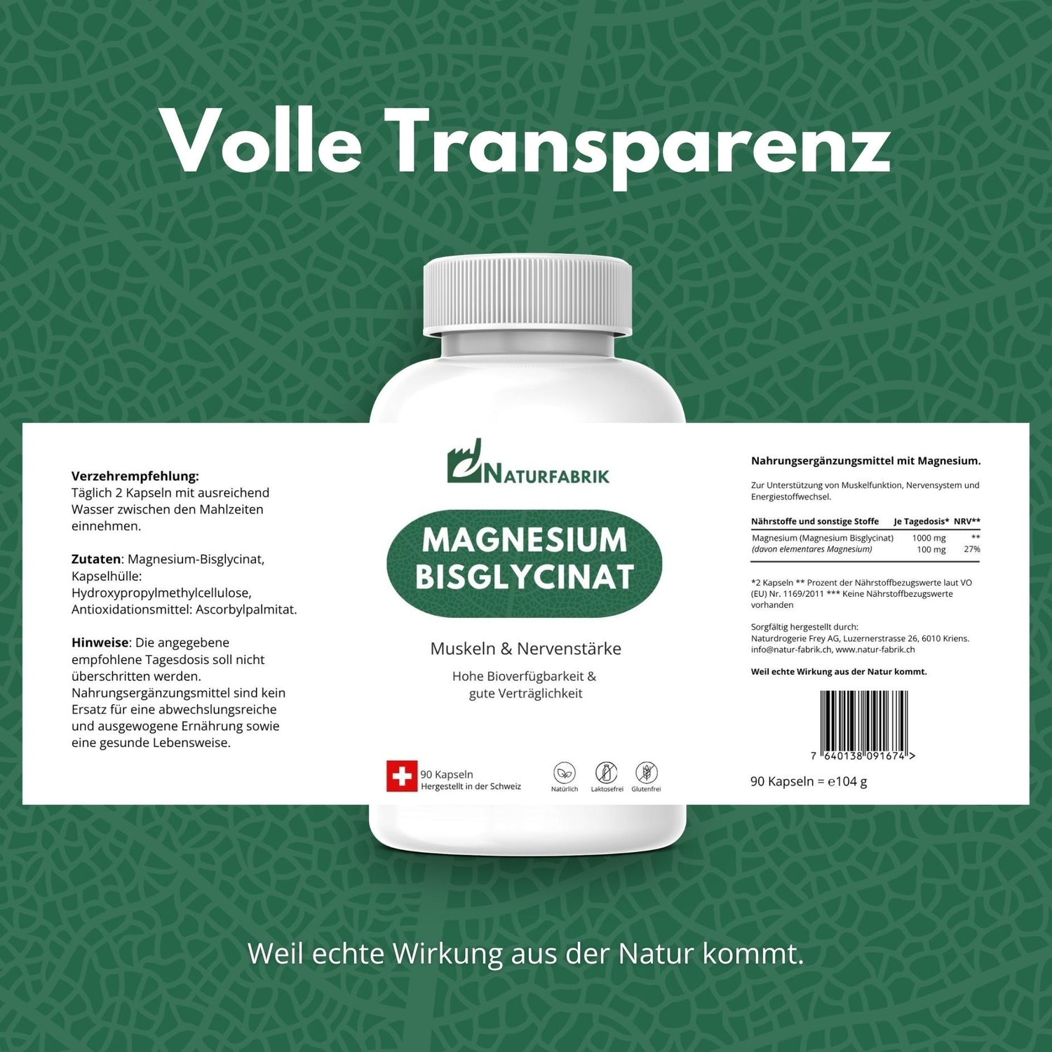 DrogerieMarkt24 - DrogerieMarkt24 NATURFABRIK Magnesium Bisglycinat Kapseln 90 Stück - DrogerieMarkt24