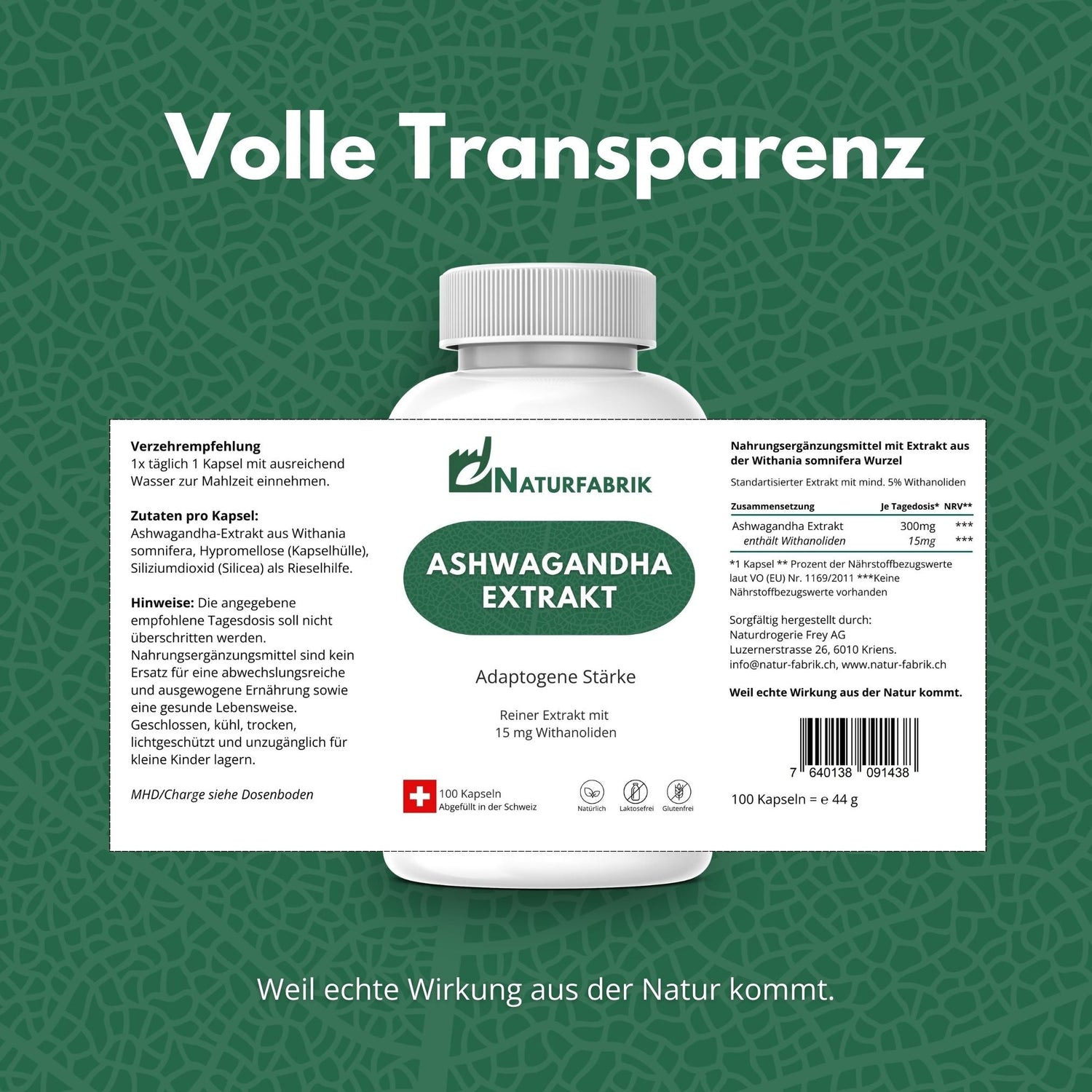 DrogerieMarkt24 - DrogerieMarkt24 NATURFABRIK Ashwagandha Extrakt Kapseln 100 Stk - DrogerieMarkt24