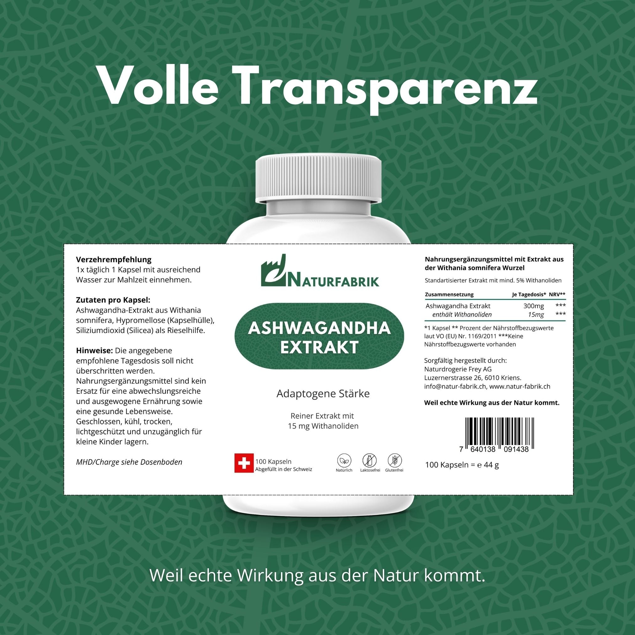 DrogerieMarkt24 - DrogerieMarkt24 NATURFABRIK Ashwagandha Extrakt Kapseln 100 Stk - DrogerieMarkt24