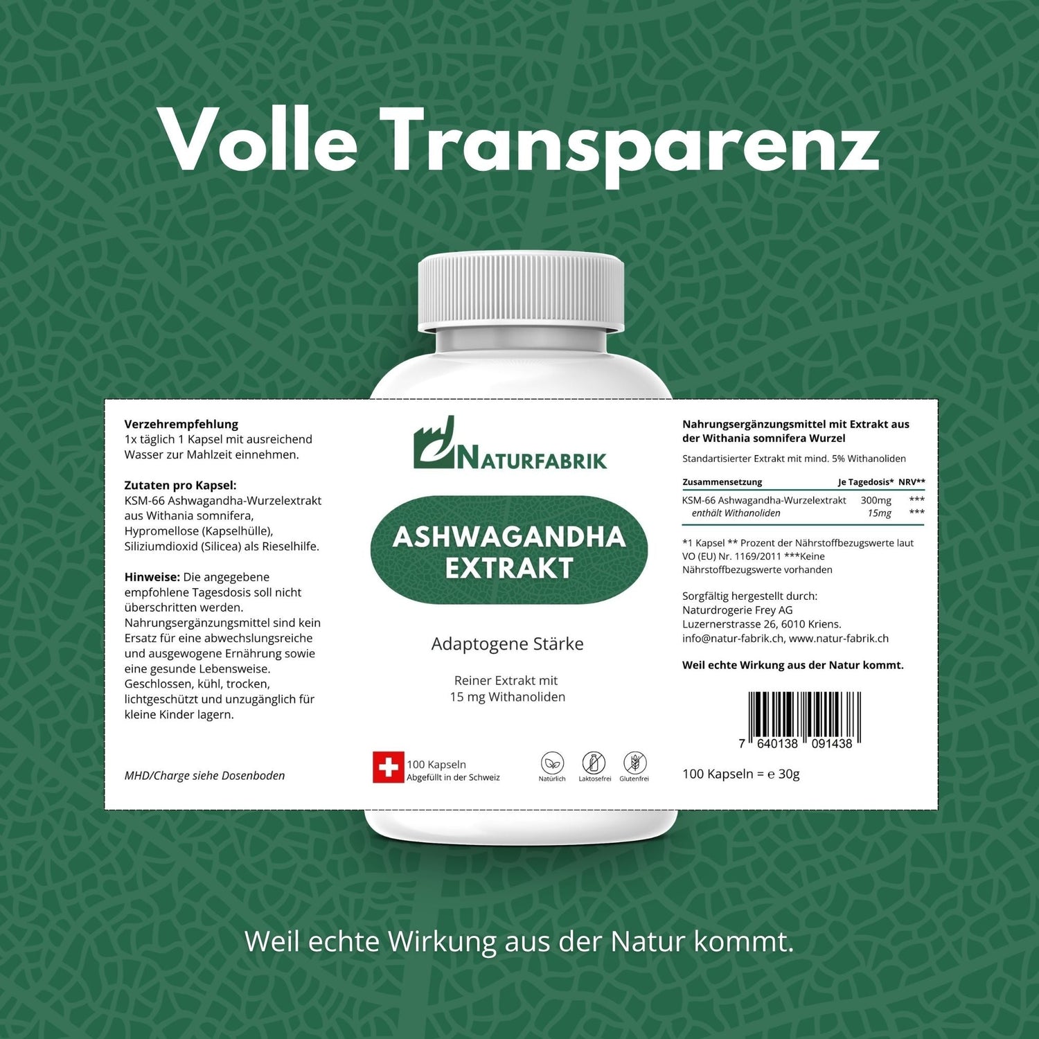 DrogerieMarkt24 - DrogerieMarkt24 NATURFABRIK Ashwagandha Extrakt Kapseln 100 Stk - DrogerieMarkt24