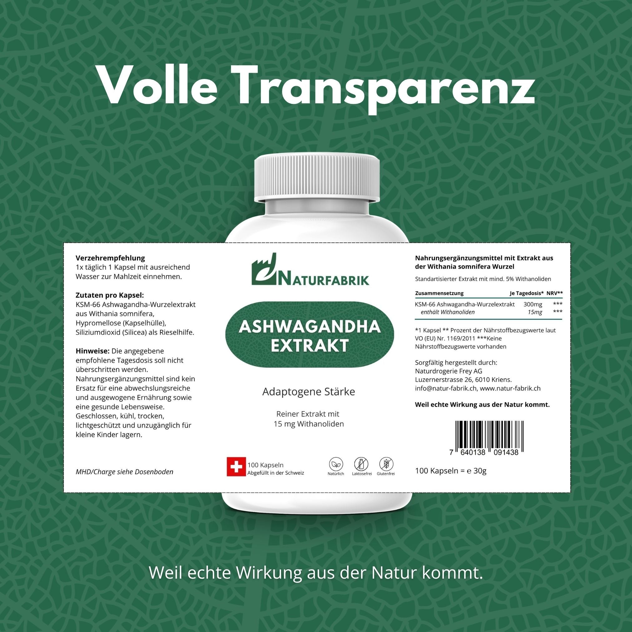 DrogerieMarkt24 - DrogerieMarkt24 NATURFABRIK Ashwagandha Extrakt Kapseln 100 Stk - DrogerieMarkt24