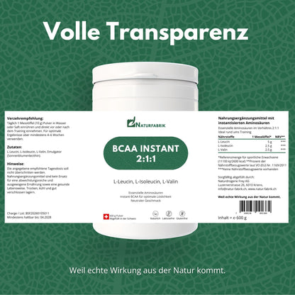 NATURFABRIK BCAA Instant 2:1:1 Pulver 600 g