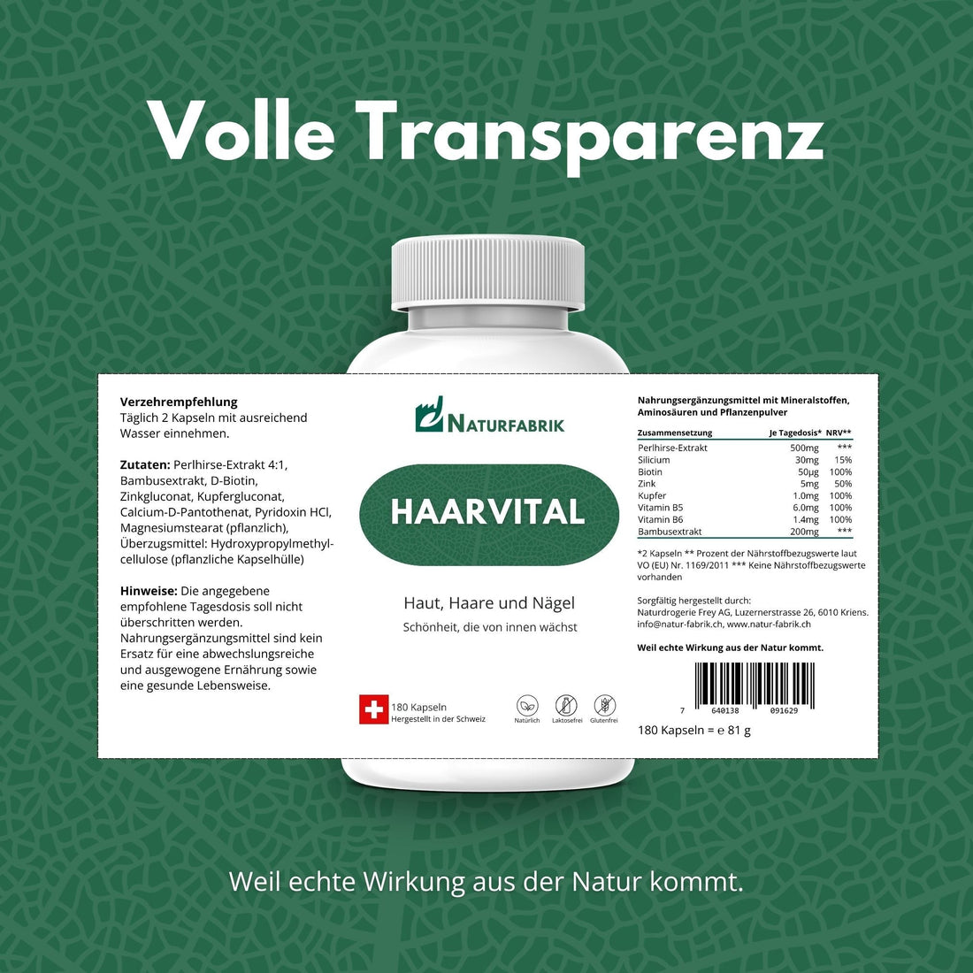 DrogerieMarkt24 - DrogerieMarkt24 NATURFABRIK Haarvital Kapseln 180 Stk - DrogerieMarkt24