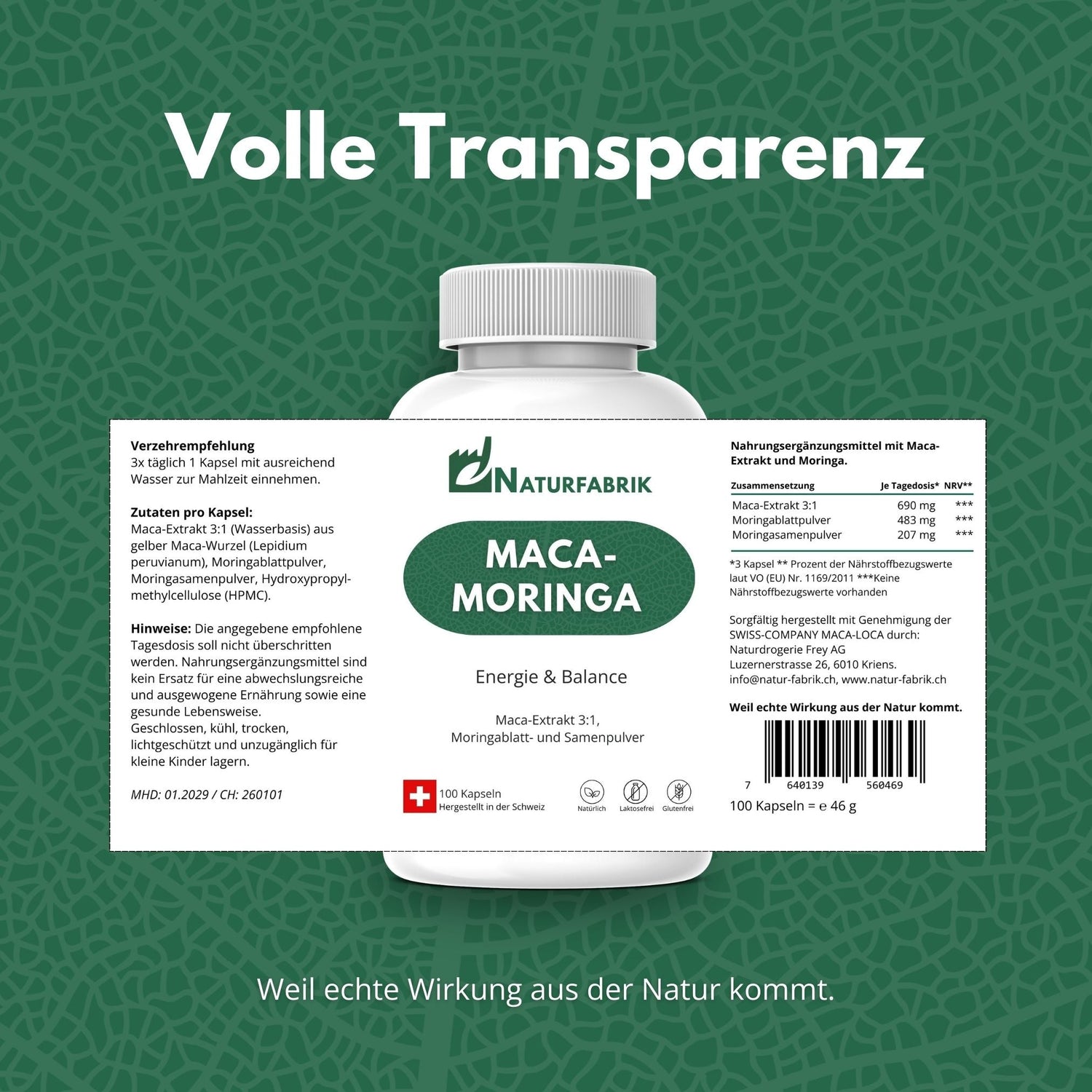 DrogerieMarkt24 - DrogerieMarkt24 NATURFABRIK Maca-Moringa Kapseln 100 Stk - DrogerieMarkt24