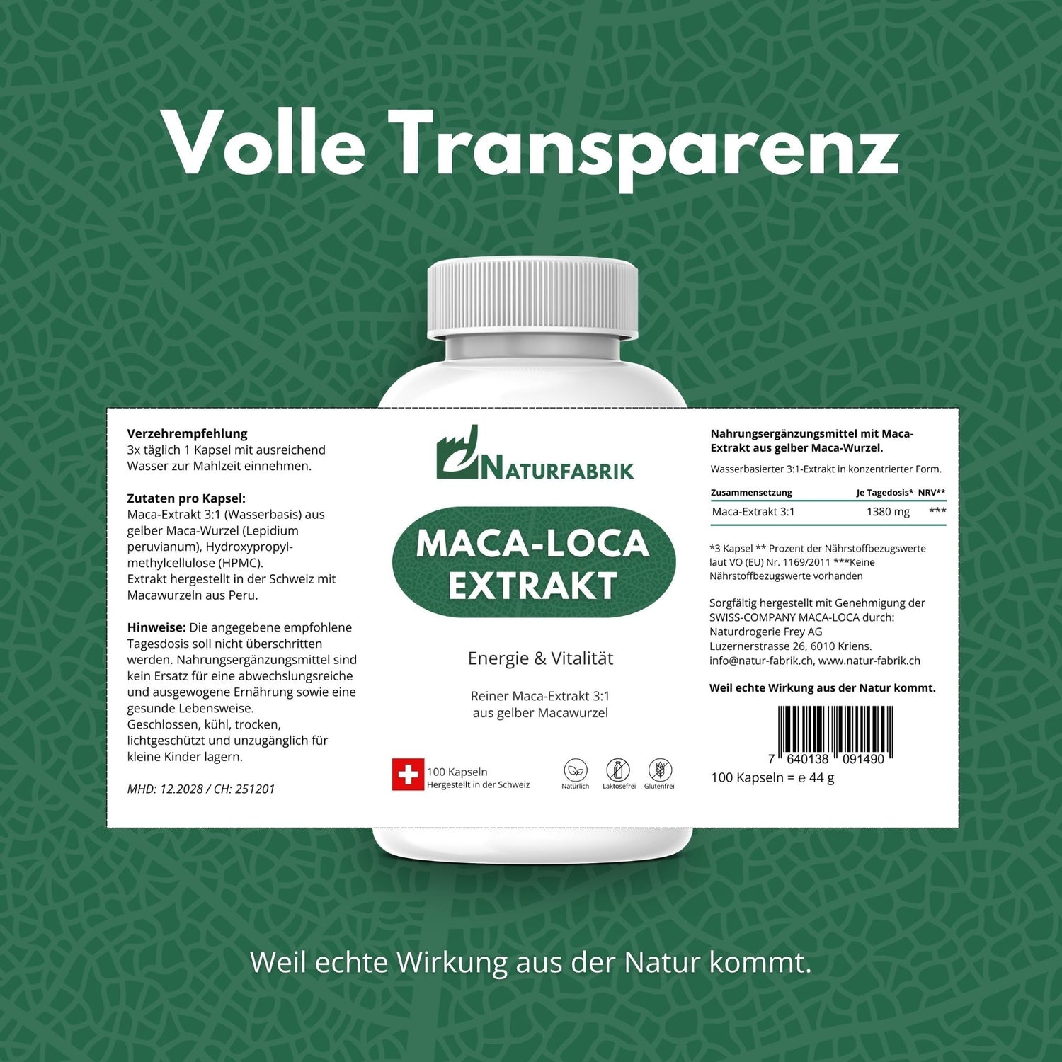 DrogerieMarkt24 - DrogerieMarkt24 NATURFABRIK Maca-Loca Extrakt Kapseln 100 Stk - DrogerieMarkt24