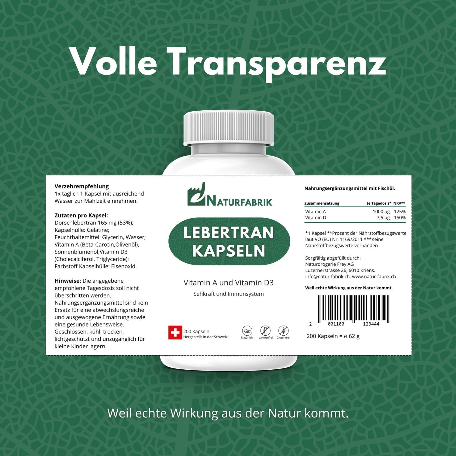 NATURFABRIK Lebertran Kapseln 200 Stück