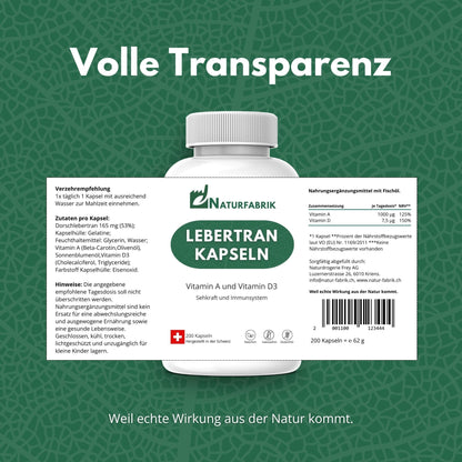 NATURFABRIK Lebertran Kapseln 200 Stück