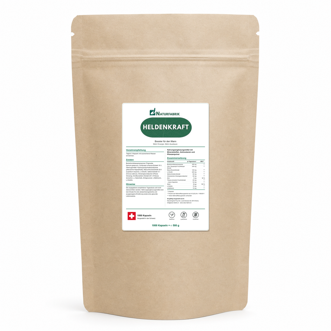NATURFABRIK Heldenkraft 1000 Kapseln (BULK Doybag)