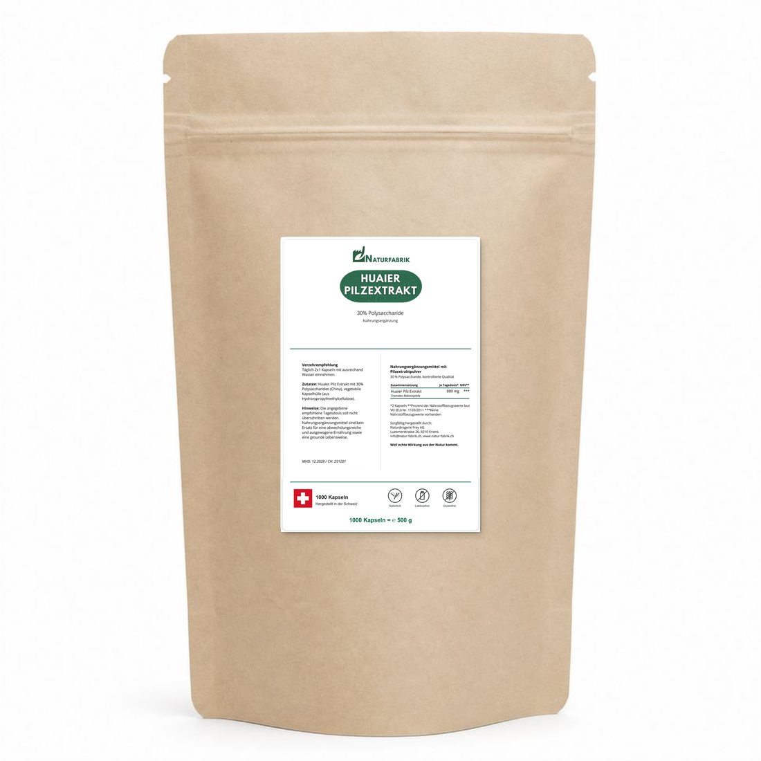 NATURFABRIK Huaier Pilzextrakt Kapseln 1000 Kapseln (BULK Doybag)
