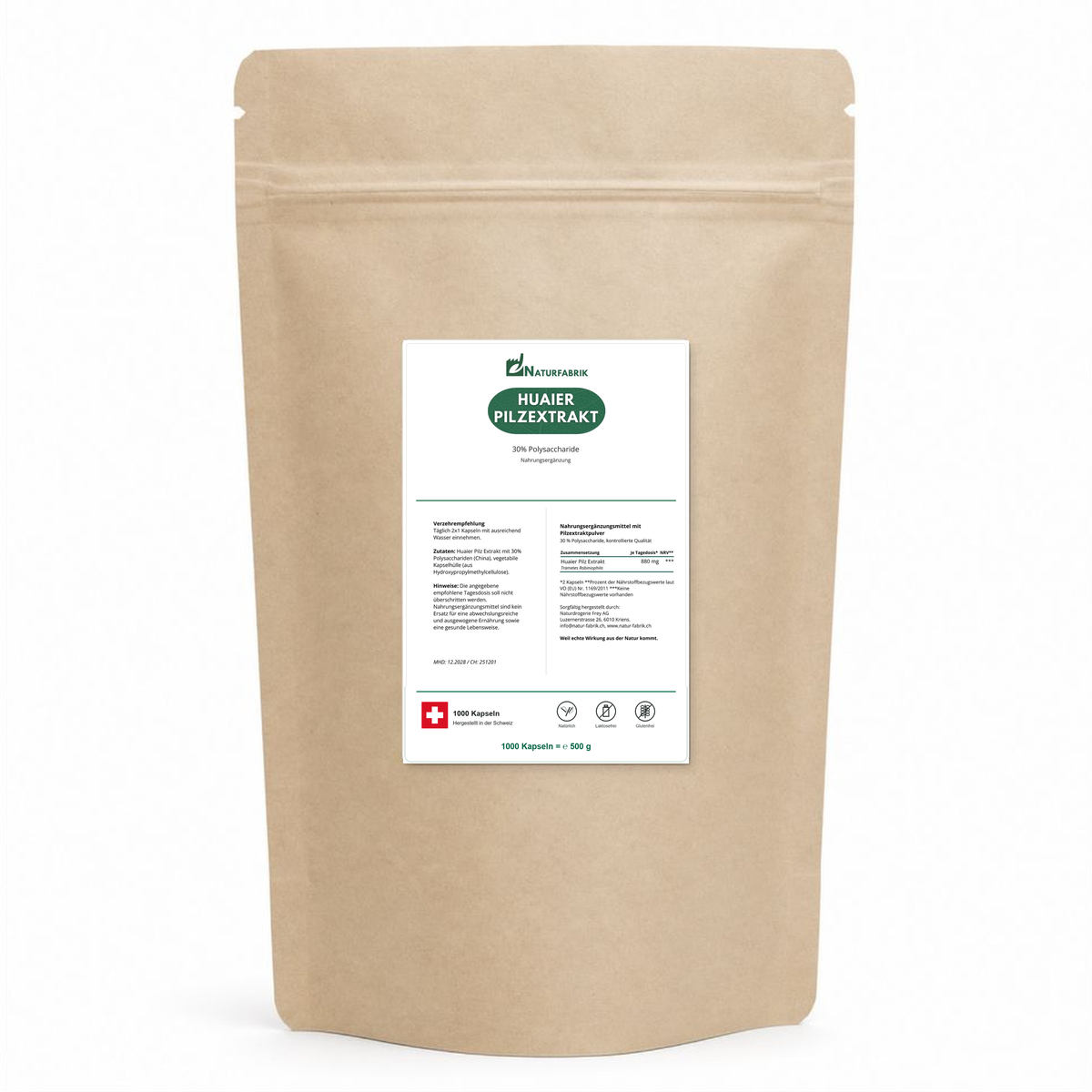 NATURFABRIK Huaier Pilzextrakt Kapseln 1000 Kapseln (BULK Doybag)