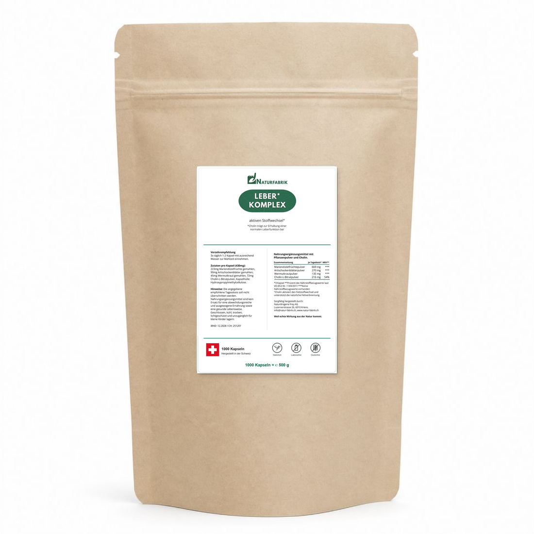 NATURFABRIK Leber-Komplex Kapseln 1000 Kapseln (BULK Doybag)