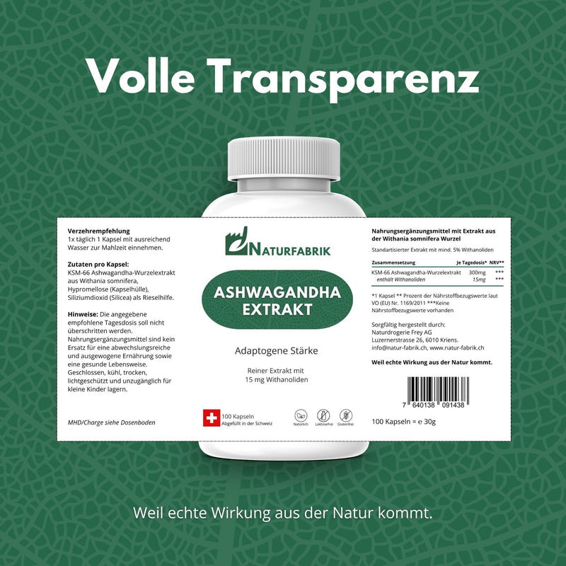 NATURFABRIK Ashwagandha Extrakt Kapseln 300 Stk (Trio)