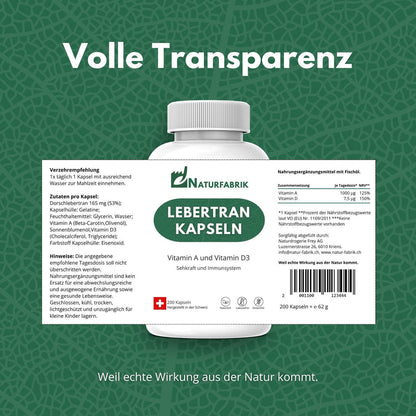 NATURFABRIK Lebertran Kapseln 600 Stück (Trio)