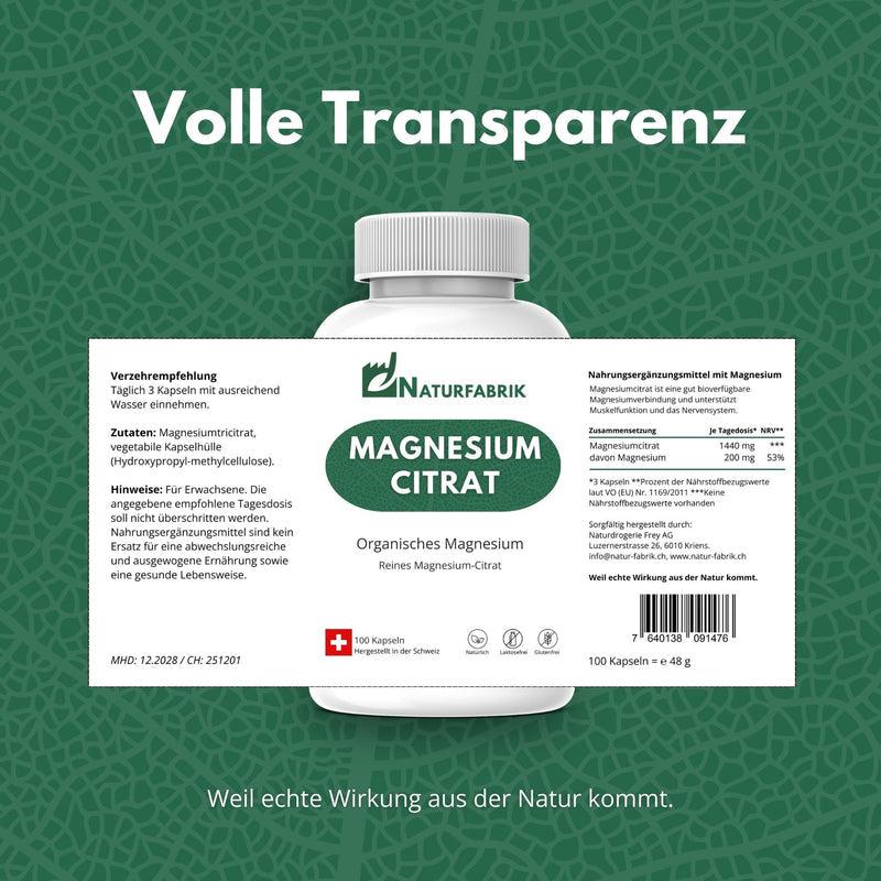 NATURFABRIK Magnesium Citrat Kapseln 300 Stk (Trio)
