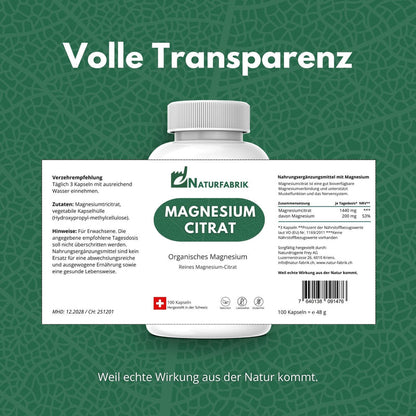 NATURFABRIK Magnesium Citrat Kapseln 300 Stk (Trio)
